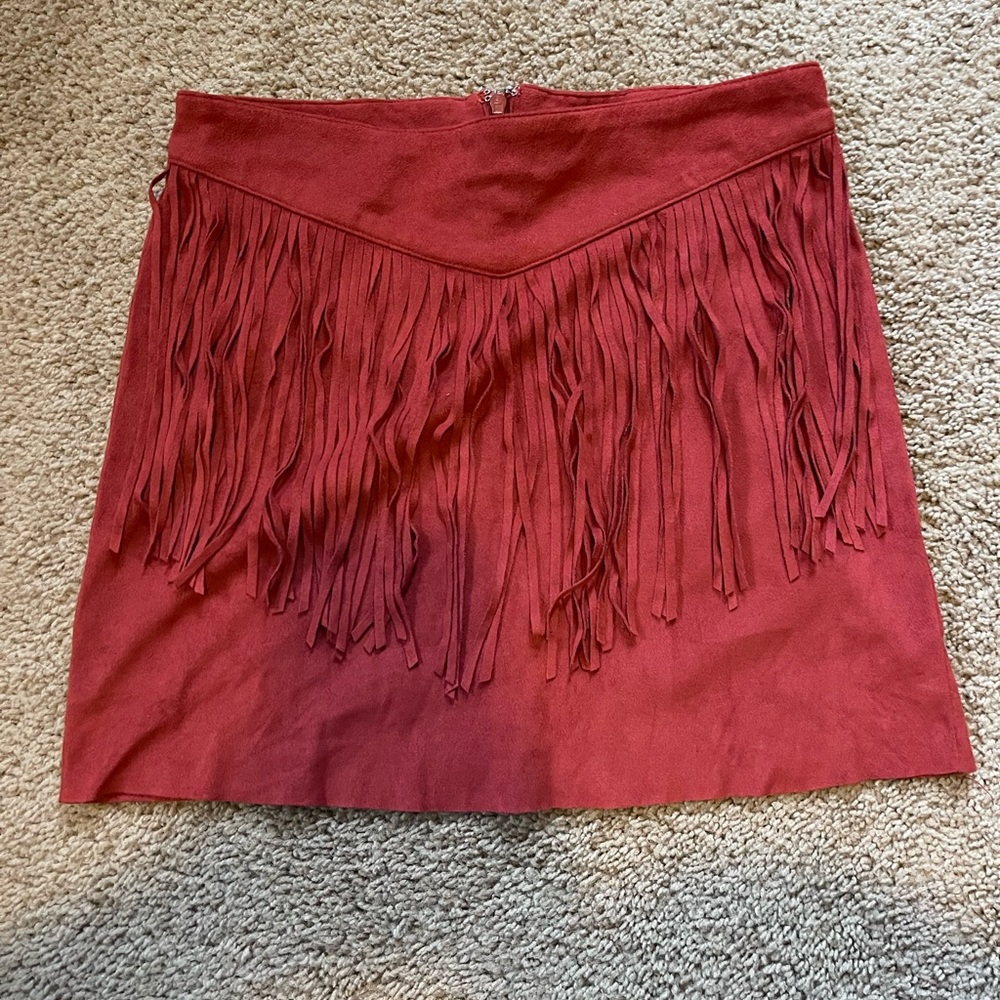 Forever 21 suede fringe rust skirt.